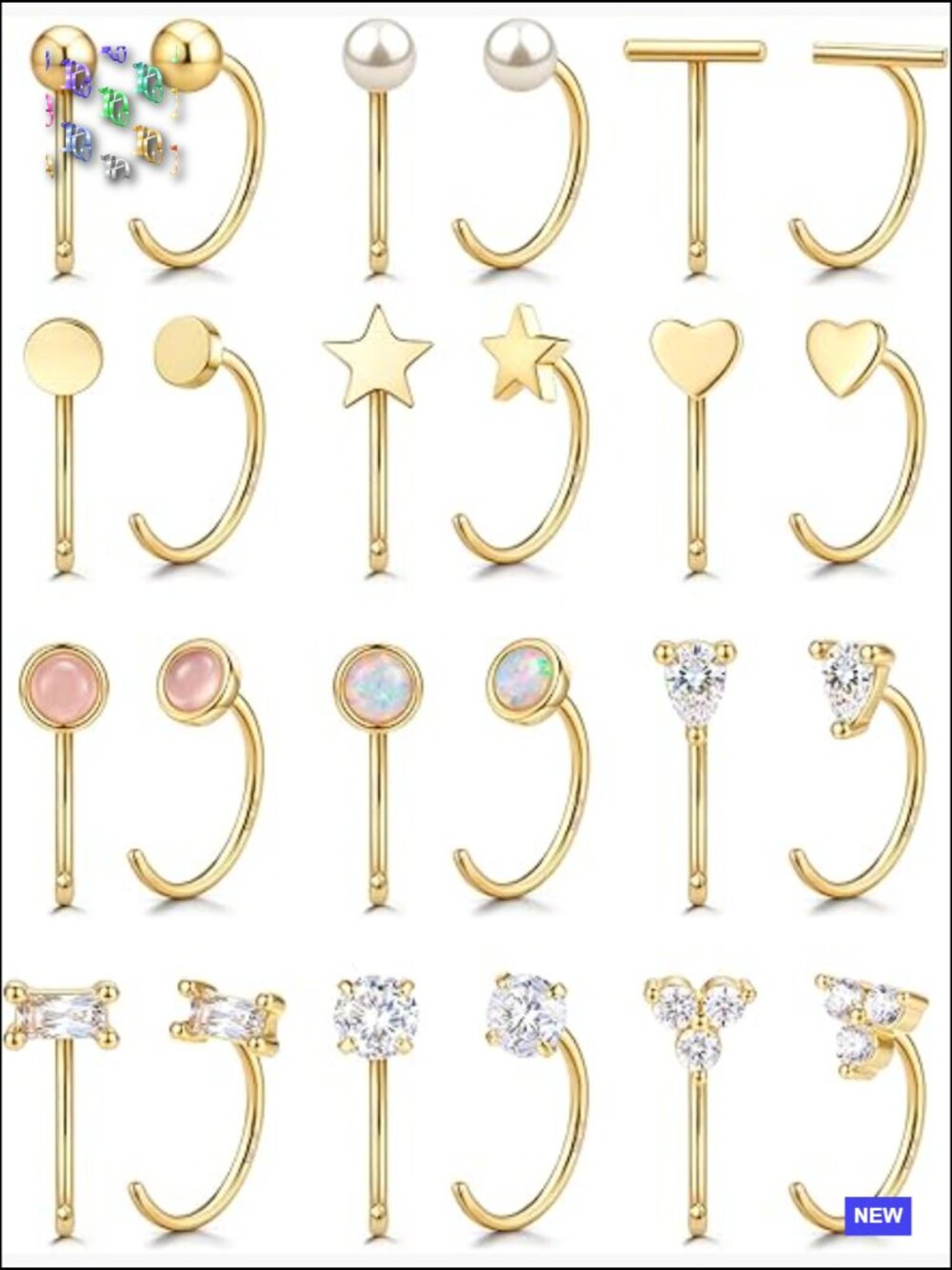12 Pairs Open Huggie Hoop Earrings Set Hypoallergenic Half Hoop Cartilage Helix